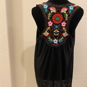 Black embroidered top size S